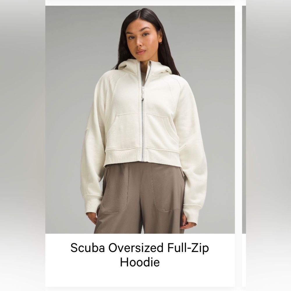 Lulu Scuba Oversized full zip hoodie in Bone!